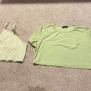 Set of two green tops! Both cropped starting at 16$ one S/P one Us 12/S/P